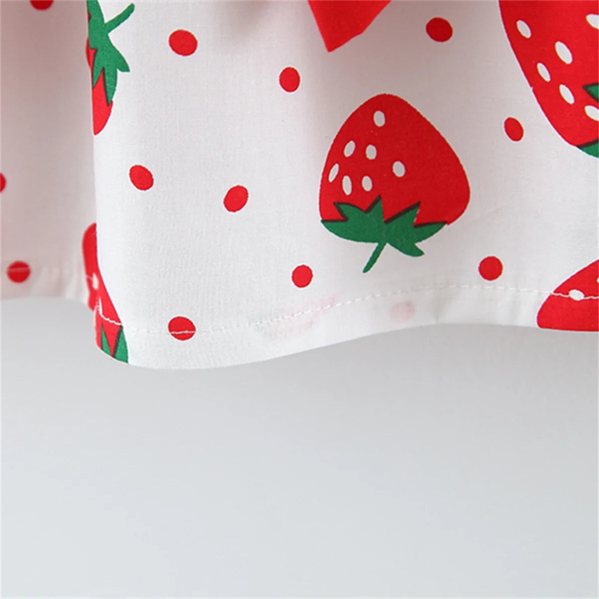 Summer Strawberry Dot Dress with Bow 2PCs