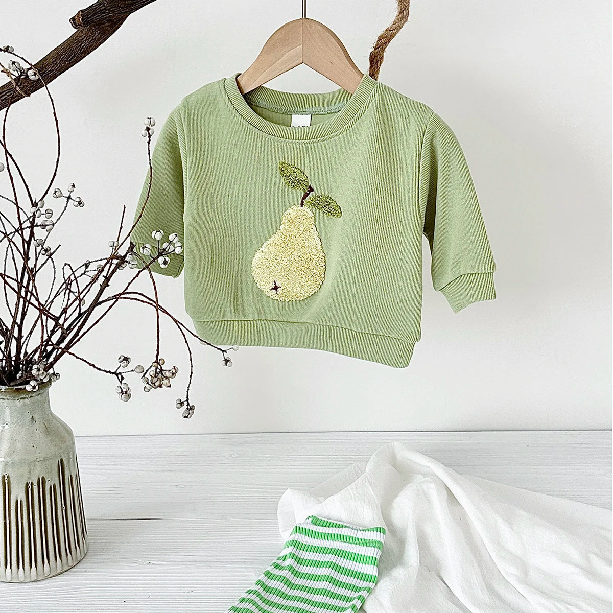 2Pcs Long Sleeved Fruit Pattern Baby Clothing Set