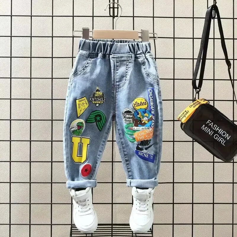 Children's Elastic Waist Jeans Trousers