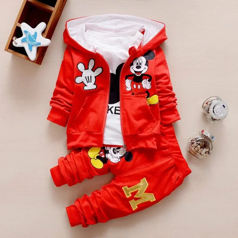 Mickey Mouse 3PCs Set: Hooded Coat & T-Shirt & Pants