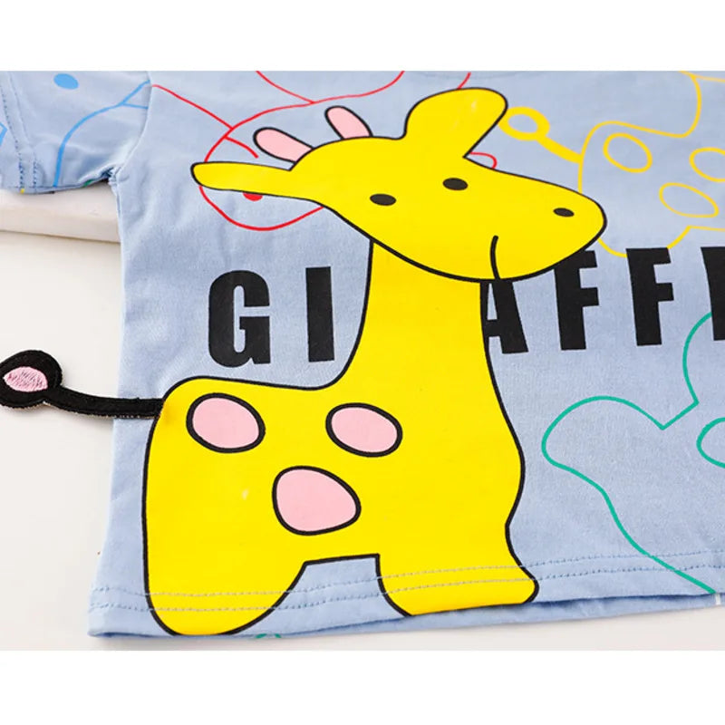 Kids Giraffe Printed T-Shirt with Shorts Sets