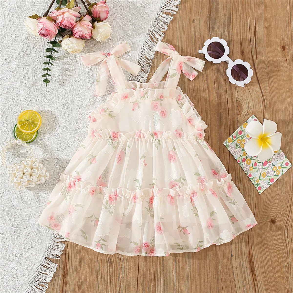 Girls' Strap Chiffon Summer Dress