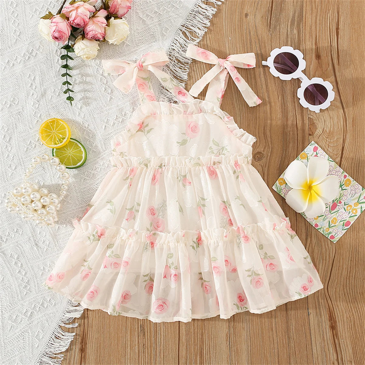 Girls' Strap Chiffon Summer Dress