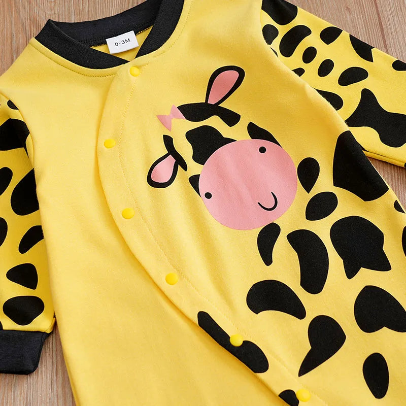 Cow Print Long Sleeve Bodysuit