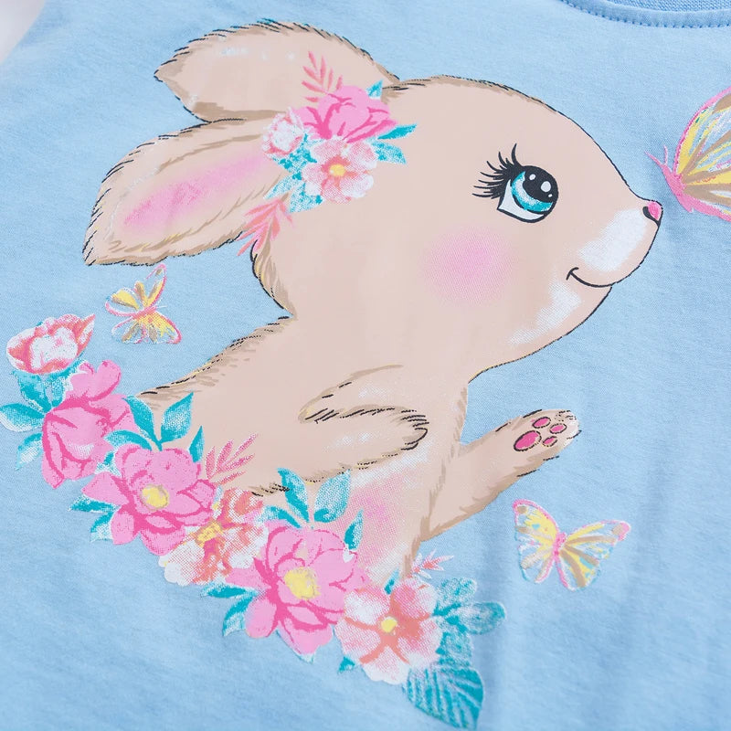 Girls Lovely Rabbit Short Sleeve T-Shirt