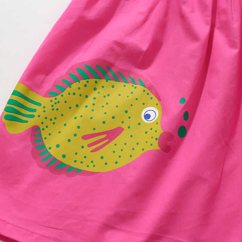 Girls Sleeveless Fish Prints Dress