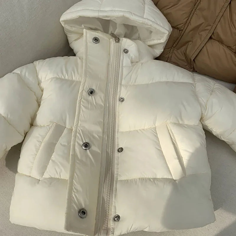 MILANCEL Korean Style Hooded Fur Coat for Girls & Boys - Thick Outerwear