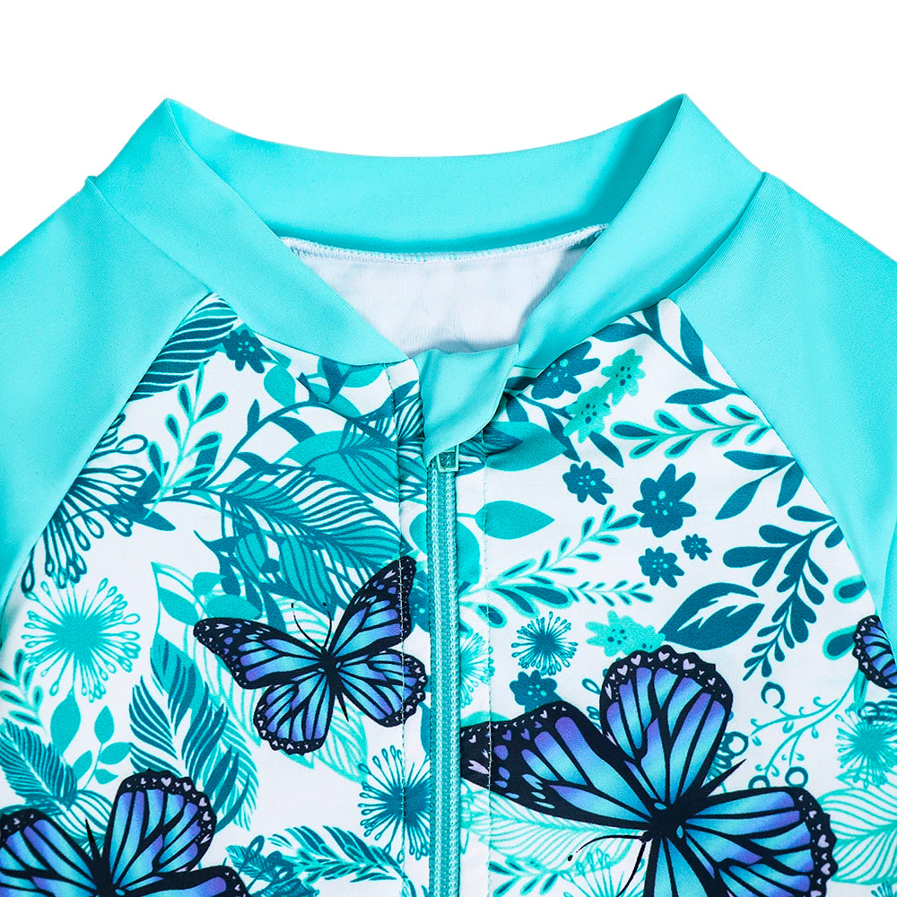 One-Piece Long Sleeve Butterfly Design Swimsuit