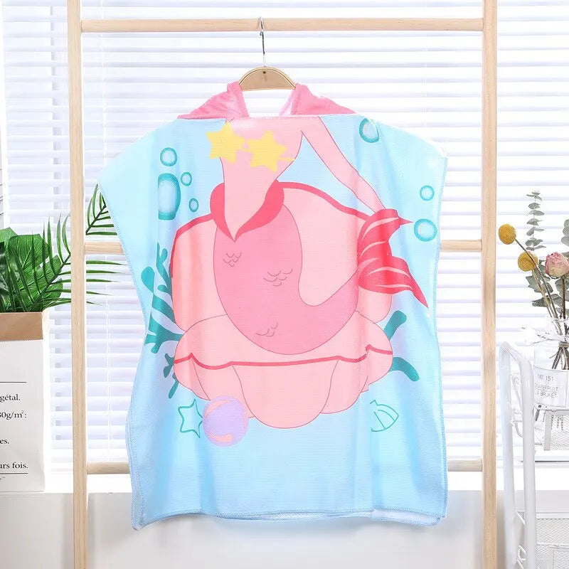 Cartoon Print Hooded Children's Bath Towel