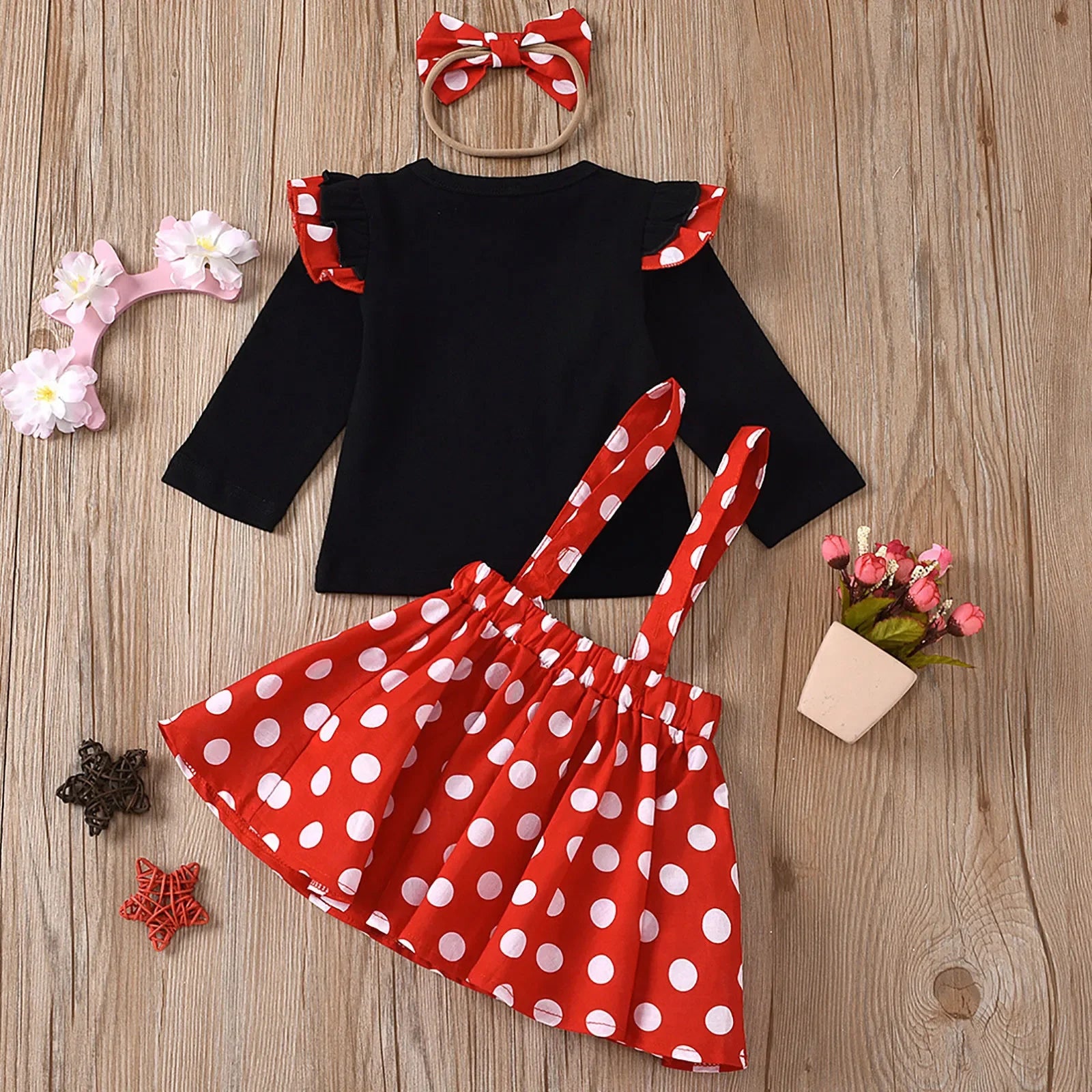 Polka Dot Minnie Dress Set with Headband