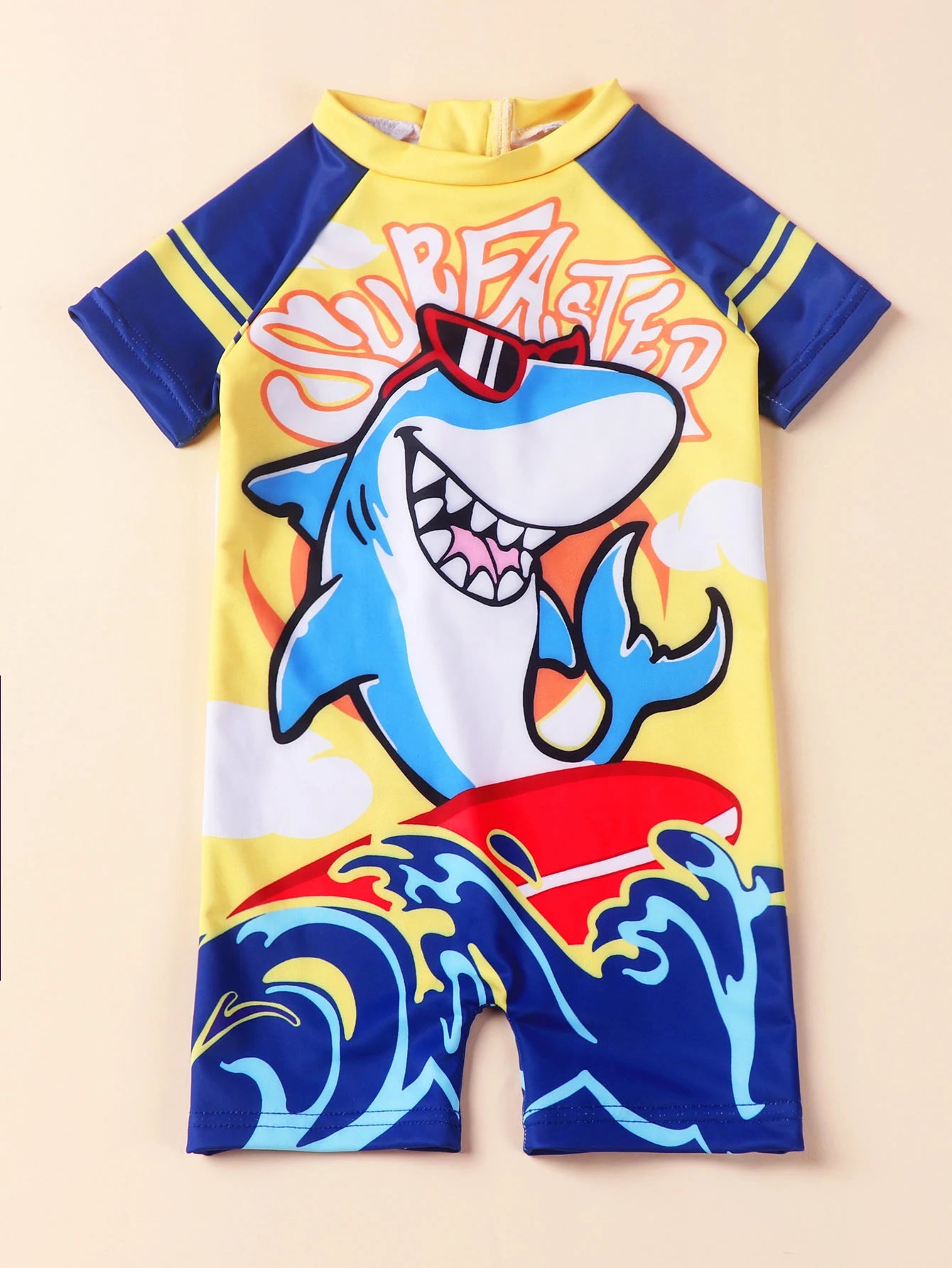 Shark Printed One Piece Swimwear Suit