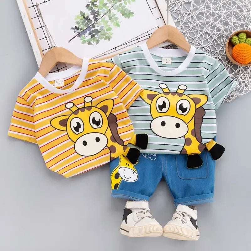 Cartoon Printed Kids T-Shirt & Shorts Set