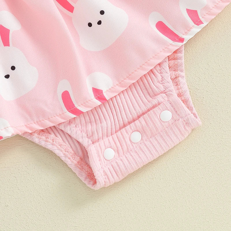 Lace Bunny Print Baby Romper Set