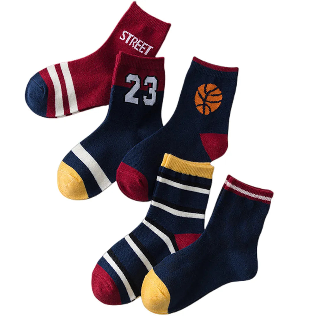 5Pairs Children's Socks Spring And Autumn Cotton Car Cartoon Boy's Socks Kids Sports Socks  Boys Girls Quality Breathable Socks