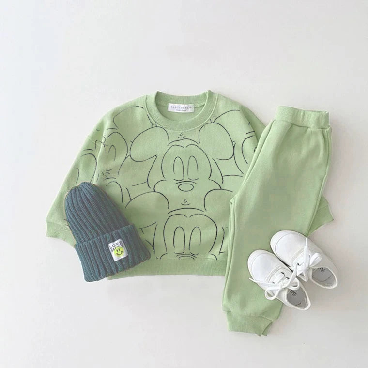 Mickey & Minnie Cotton 2PCs Set: Top & Sweatpant