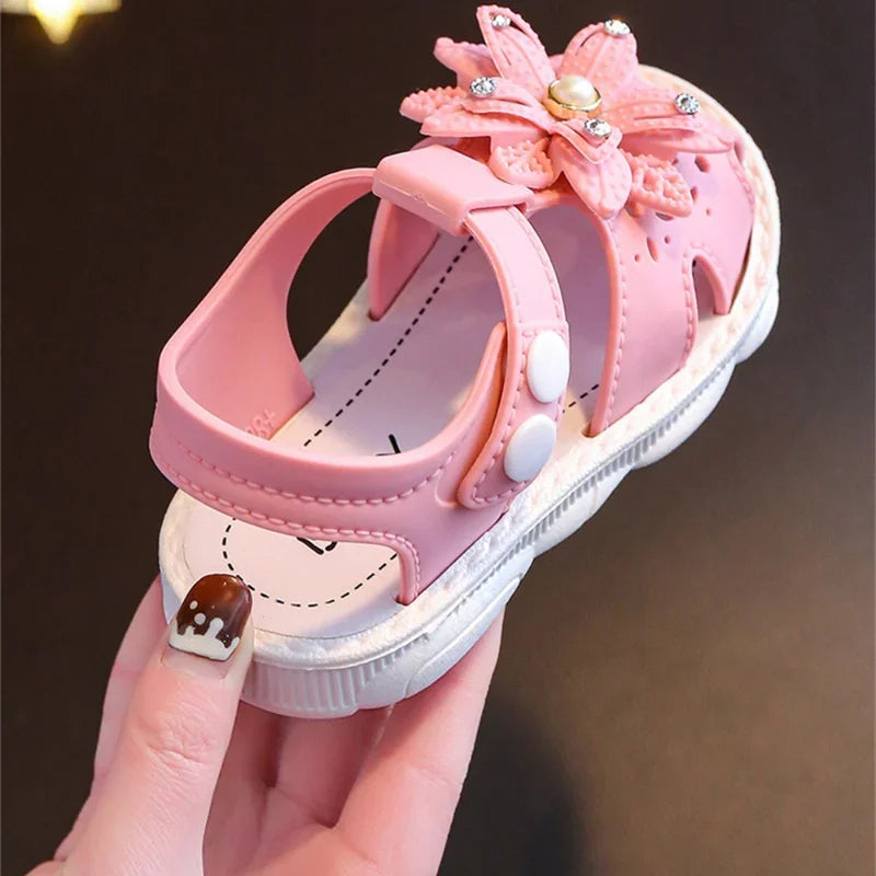 Children's Solid Bow Non Slip Sandals