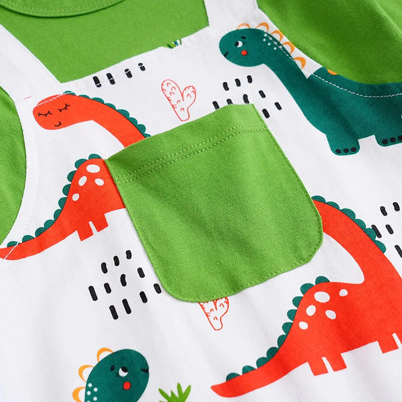 Cartoon Dinosaur Printed Cotton Baby Bodysuit